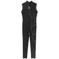 thumbnail image 7 of TiaoBug Women Rhinestone Gymnastics Leotard Unitard Full Length Sleeveless Figure Ice Skating Jumpsuit Black XL, 7 of 7