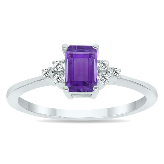SZUL Women's Amethyst and Diamond Regal Ring in 10K White Gold
