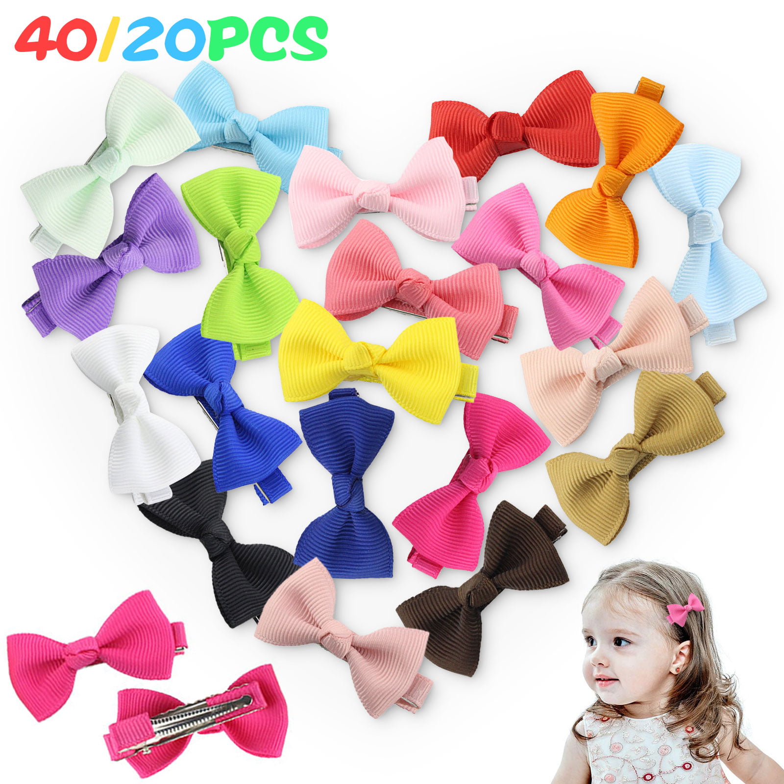 Baby Infant Girls Handmade Alligator clips 20pcs 2.0" Boutique Hair bows 