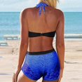 thumbnail image 2 of Gibobby Conjunto de Bikini Sexy mujer encaje empalme Halter Bikini conjunto Push Up sujetador acolchado traje de baño traje de baño(Azul oscuro,G), 2 of 5
