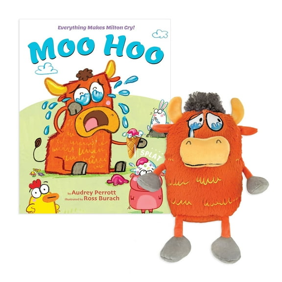 Moo Hoo 8.5" Plush Cow & Hardcover Book Set
