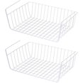 thumbnail image 1 of Shelf Basket, 2 Pack Wire Rack, Sliding Storage Under Shelf, Space Saver, Kitchen Counter Pantry Desk Bookshelf Cabinet, White, 1 of 5