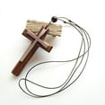 thumbnail image 4 of AOOOWER Wood Crucifix Pendant Necklace for Men and Women Adjustable Length Unisex Choker, 4 of 12