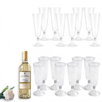 ACDANC 16Pcs Champagne Flutes Plastic 5 oz Comfortable Grip Disposable Martini Glasses Formal Banquet Elegance Party Cups Style2