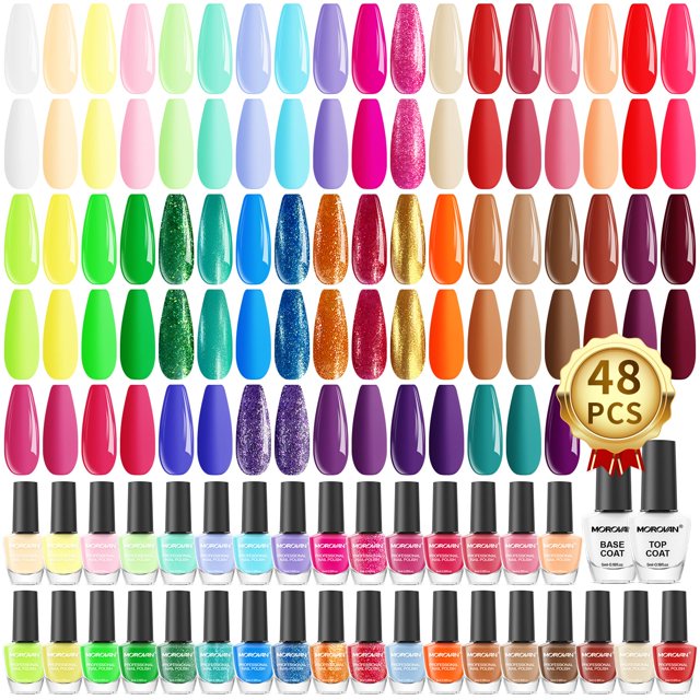 Set de esmaltes de uñas Morovan Fingernail, 48 unidades, de secado rápido, para mujer