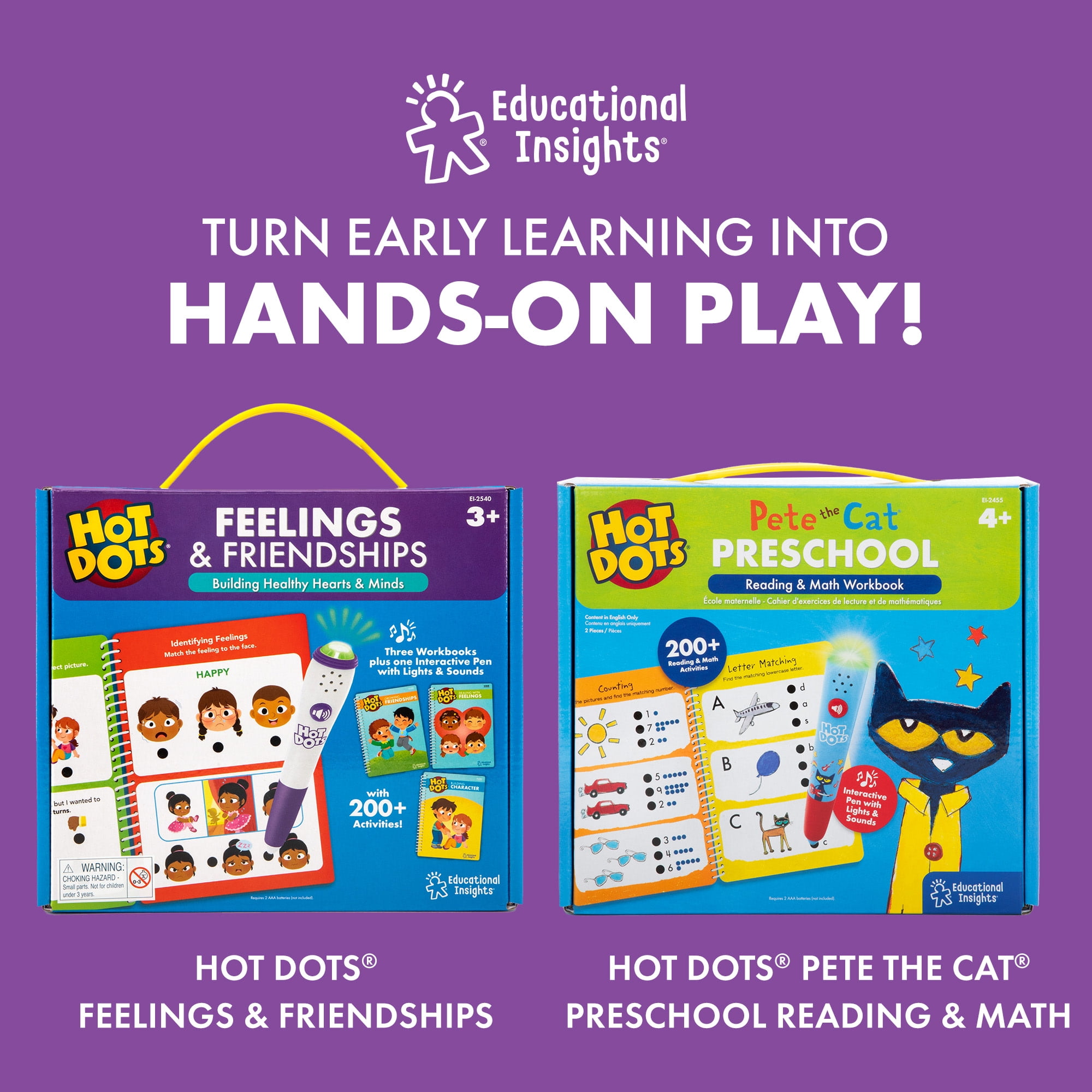 Educational Insights Hot Dots Preschool Essentials: Reading & Math, Spiral-Bound Work Books for Kids Ages 4+