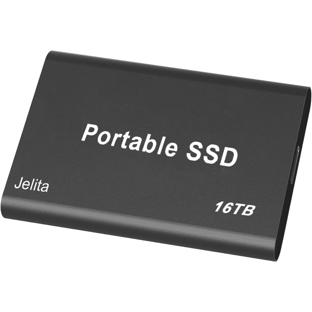 Jelita External Hard Drive 16TB Portable Hard Drive USB 3.1, USB-C, Up to 500MB/s, Capacity Computer Data Backup Drive 16TB External Solid State Drive Compatible Mac, Desktop, Laptop -