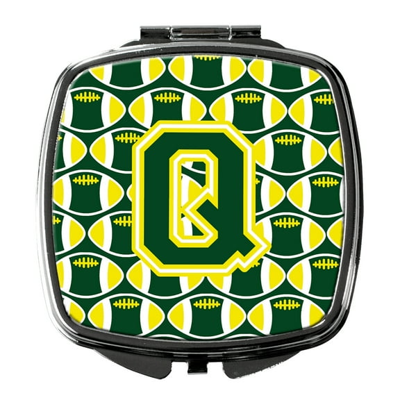 Letter Q Football Green and Yellow Compact Mirror CJ1075-QSCM