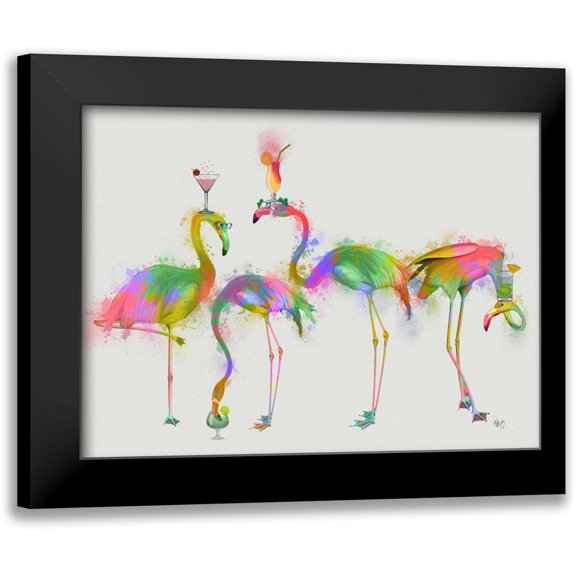 Fab Funky 14x12 Black Modern Framed Museum Art Print Titled - Rainbow Splash Cocktail Party
