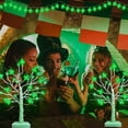 thumbnail image 2 of 2 Pcs St. Patrick's Day Shamrock Lights Lighted Tree Artificial Tree Decor with LED Light Battery Powered Light up for Home Table Shelf Festival Party Decor, 2 of 6