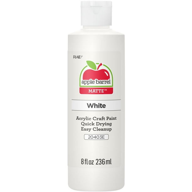 Apple Barrel Acrylic Craft Paint, Matte Finish, White, 8 fl oz