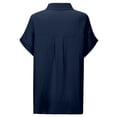 thumbnail image 4 of Womens Gauze Shirts Button Down Dress Shirts Casual Short Sleeve Textured Collared Summer Work Blouse Camping Clothes Blue M, 4 of 5
