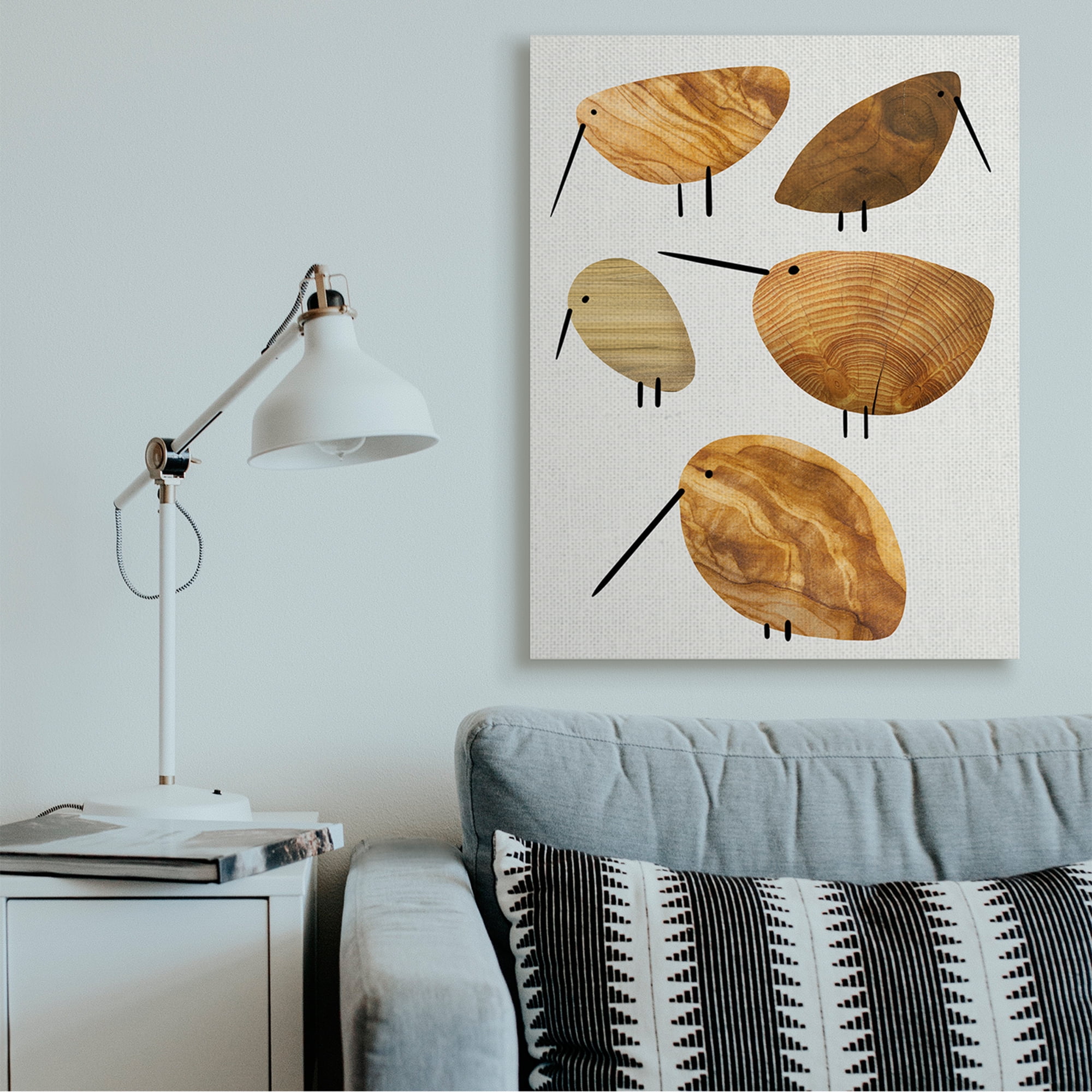 Stupell Industries Cute Tree Patterned Birds Abstract Rustic Animal Canvas Wall Art by Daphne Polselli