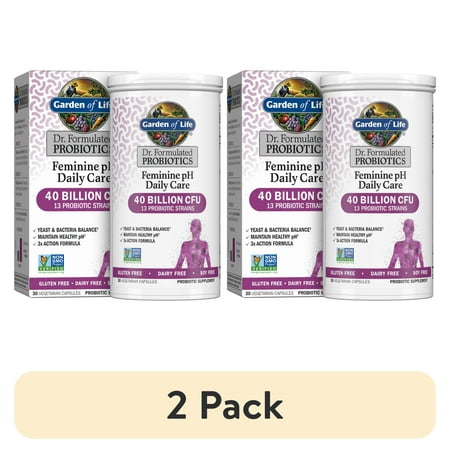 (2 pack) Garden of Life Dr. Formulated Feminine pH Daily Care Probiotic, 40 Billion CFU from 13 Probiotic Strains - Yeast & Bacteria Balance, Healthy pH, 3x Formula - 30 capsules, 1 month supply