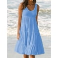 thumbnail image 1 of AMERTEER Robe Décontractée pour Femmes Robe de Fête d'Été Sans Manches Plage Robe Unie pour Femmes Vêtements pour Femmes L Noir, 1 of 4