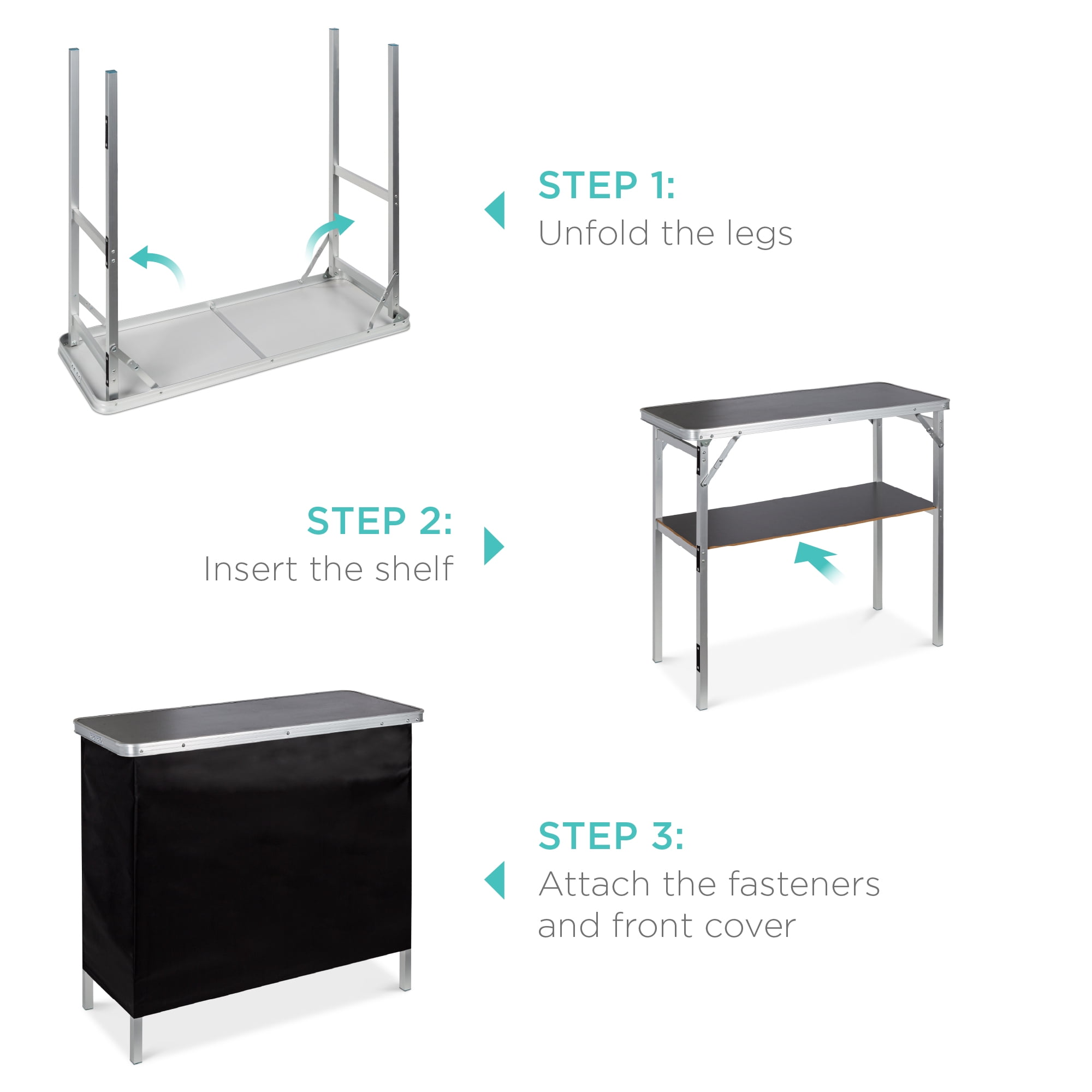 Best Choice Products Portable Pop-Up Bar Table for Indoor/Outdoor, Party, Picnic w/ Carrying Case, Removable Skirt