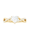 thumbnail image 4 of Rosec Jewels - Moissanite Heart Engagement Ring 1 Carat - Crossover Ring for Women - 7 mm - D-VS1 Quality Certified, 10K Yellow Gold, US 4.00, 4 of 8