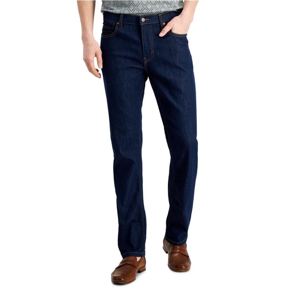 Alfani Mens Dark Rinse Regular Fit Jeans, Blue, 40X30W x 30L