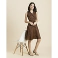 thumbnail image 3 of Moomaya Womens V Neck Midi Dress, Sleeveless Flared Shift Dress, 3 of 9