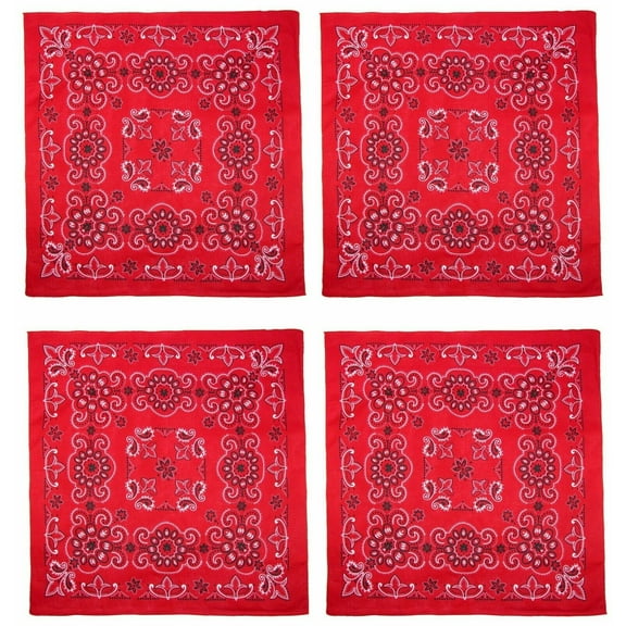 MTL Extra Large 27 Inch Cotton Texas Paisley Red Bandanas Pack of 4