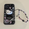 thumbnail image 4 of Lindo Hello Kitty para iPhone 14pro/13promax con estampado de flores y lámina dorada, 4 of 5