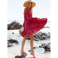 thumbnail image 5 of Cizayoi Women's Summer Ruffled Dress V Neck Casual Loose Shift Dresses, 5 of 8