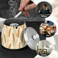 thumbnail image 4 of Yayeee Ashtray with Lid for Cigarette Smokeless Stainless Steel Home Ash Holder, Wheat Ears Pattern, 4 of 7