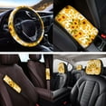 thumbnail image 4 of Yuyamidu Yellow Cow Print Car Seat Cover Set with Steering Wheel Cover Seat Belt Pad Cup Holder Sunflower Auto Armrest Cover Headrest Covers Keychain Fit for Most Cars SUVs, 4 of 7