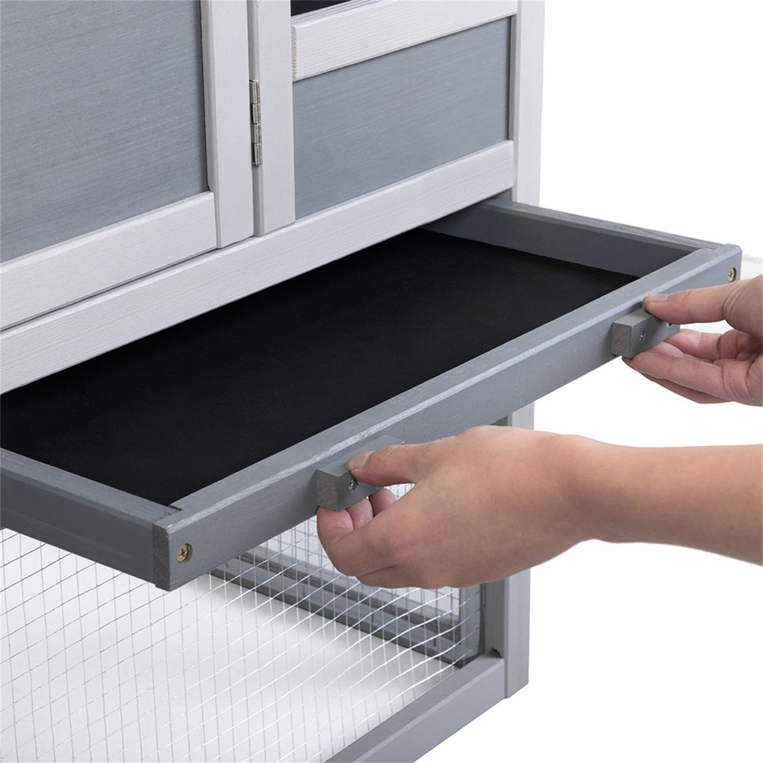 Pefilos Rabbit Hutch Large Indoor Pet House Bunny Cage with Pull Out Tray , Gray Pefilos Rabbit Hutch Large Indoor Pet House Bunny Cage with Pull Out Tray , Gray