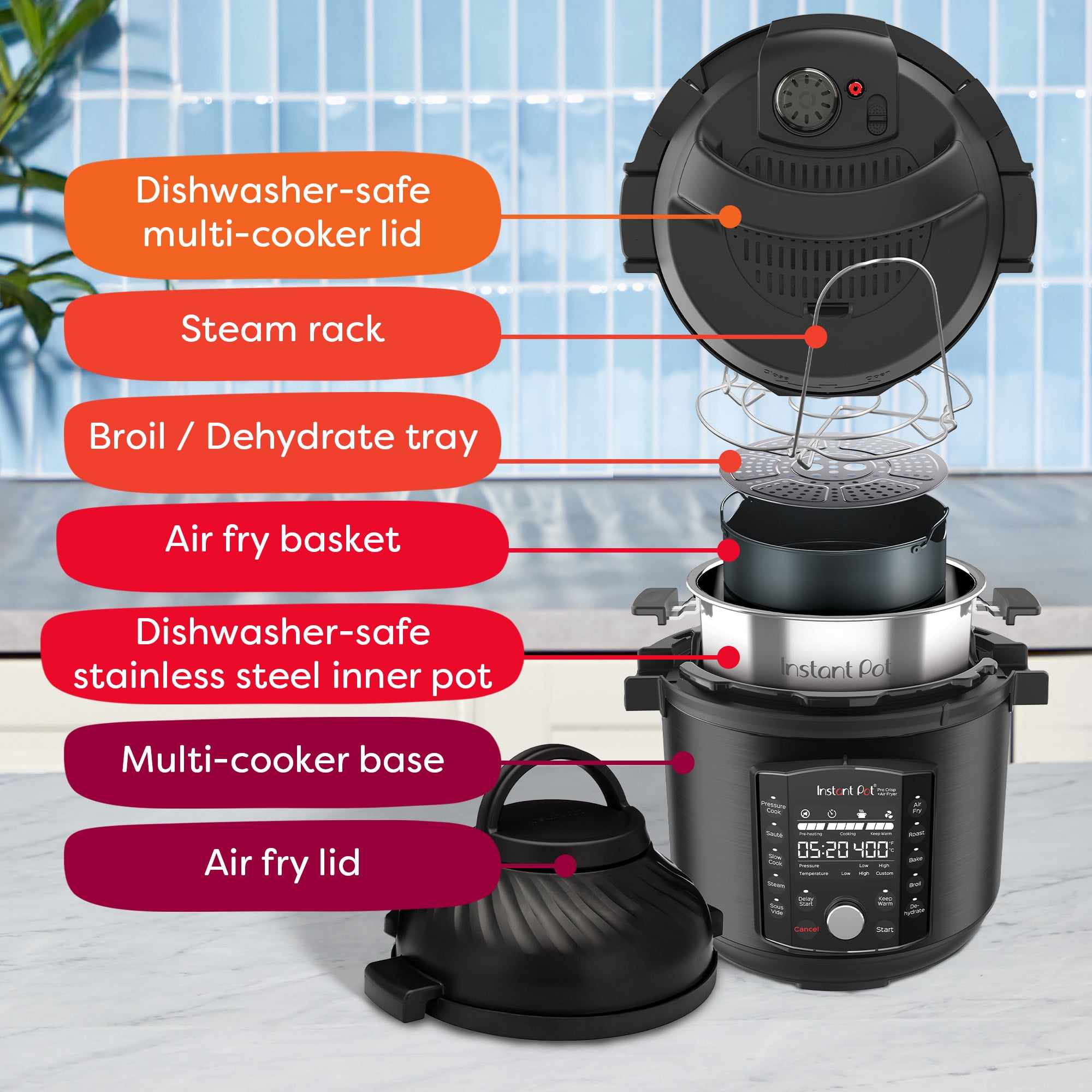 Instant Pot Pro Crisp 8-Quart Air Fryer and Electric Pressure Cooker Combo with Multicooker Lids