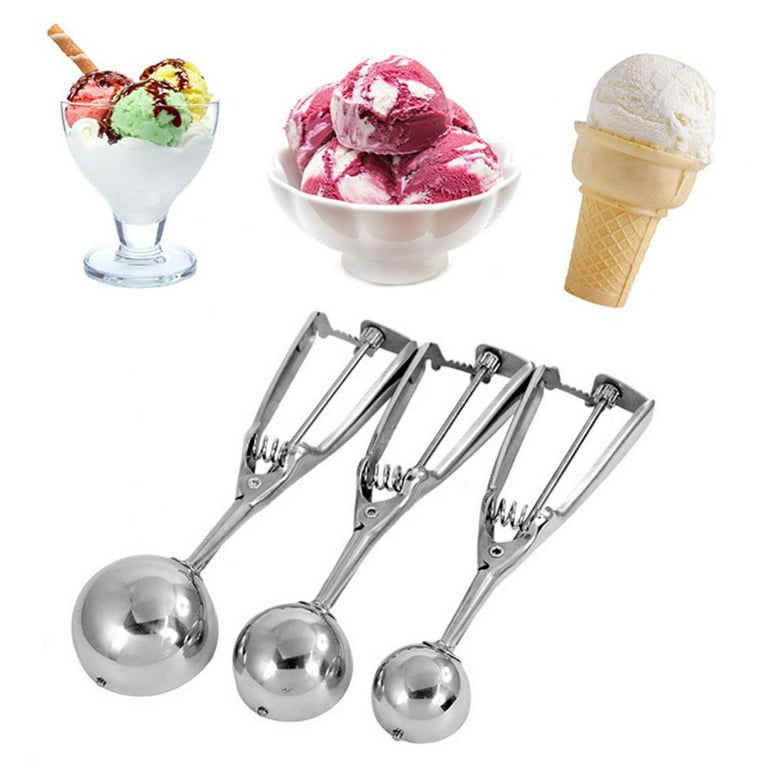 Fox Valley Traders Stainless Steel Cookie Scoop with Trigger Set of 3 –  Large, Medium, Small Size Balls Cookie Dough, Ice Cream or Melon Baller