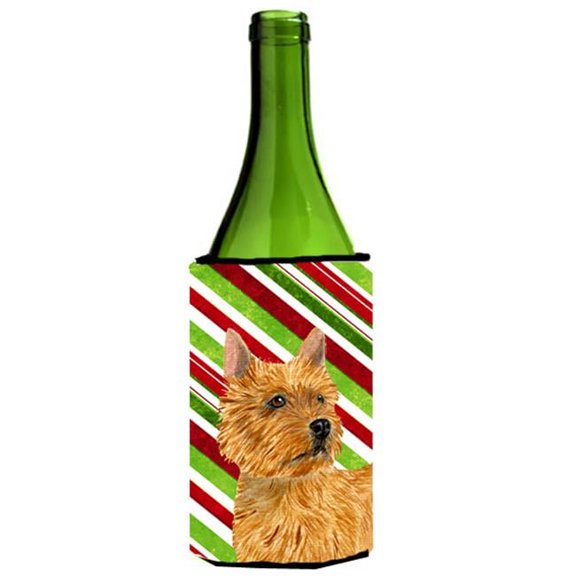 Norwich Terrier Candy Cane Holiday Christmas Wine Bottle   Hugger - 24 oz.