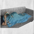 thumbnail image 6 of Welcome Soft Flannel Fleece Blanket, Stewardess Greeting Travel Airport and Flights Tourism Theme Pop Art Retro, Cozy Plush for Indoor and Outdoor Use, 70" x 90", Blue and Multicolor, by Ambesonne, 6 of 6