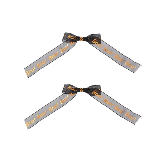 Way to Celebrate Halloween Women's BOO Ribbon Bow Hair Clip Set, Multicolor, 2 Pieces, Alligator Hair Clip