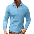 thumbnail image 1 of Blusa y camisa de manga larga con cuello alto para hombre, color liso, con cremallera, deportiva, de manga larga y cuello alto., 1 of 8