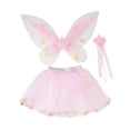 thumbnail image 3 of Conjunto de 3 piezas de falda tutú y bastón con alas de hada para niñas, trajes de baile para niños, disfraces Rosa, 3 of 9