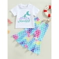thumbnail image 2 of Bagilaanoe 2pcs Toddler Baby Girl Long Pants Set Short Sleeve T-shirt Tops + Flare Trousers 6M 12M 18M 24M 3T 4T Kids Casual Outfits, 2 of 9