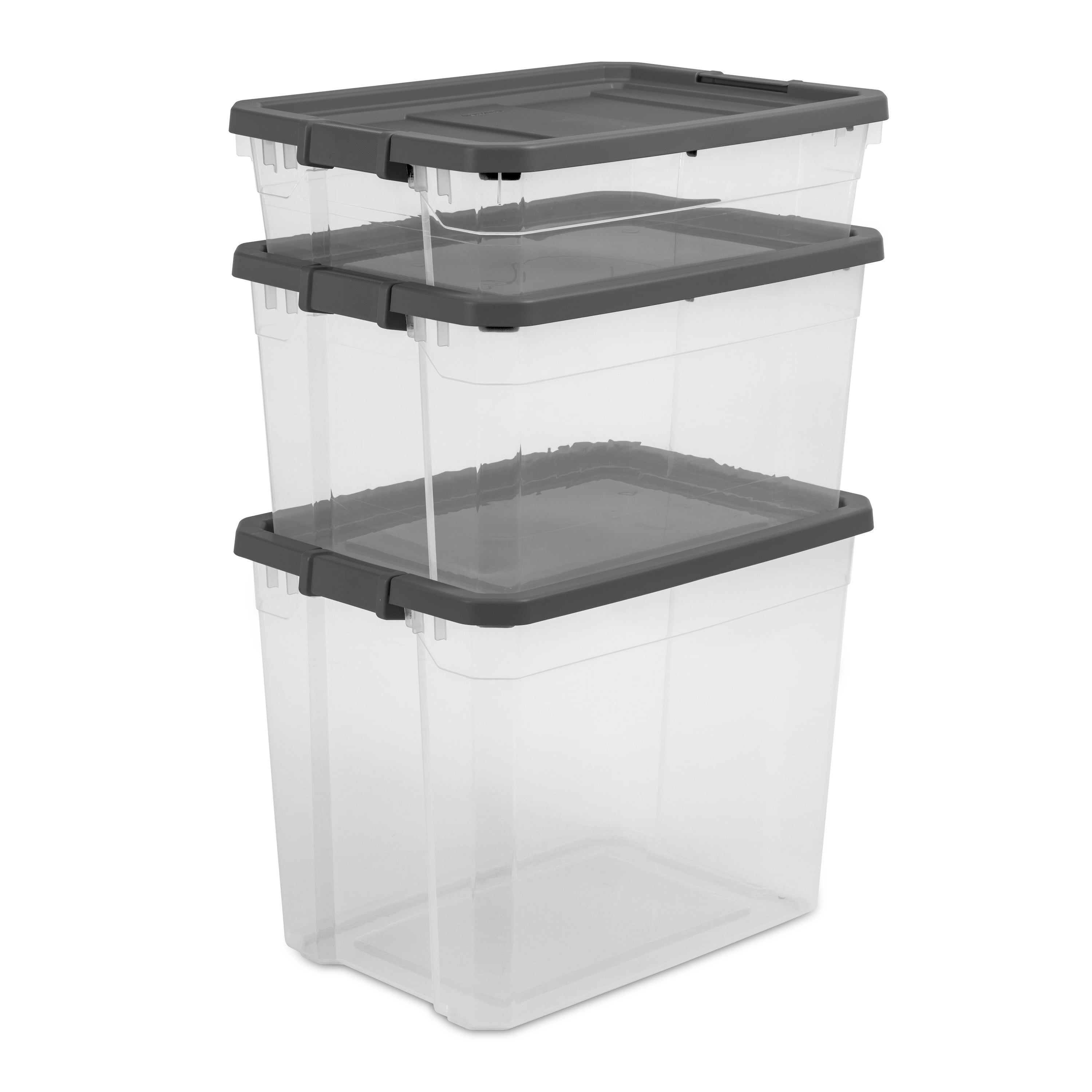 Sterilite 40 Qt Clear Plastic Storage Bin Totes with Latching Lid, Gray (6  Pack), 6pk - Fry's Food Stores
