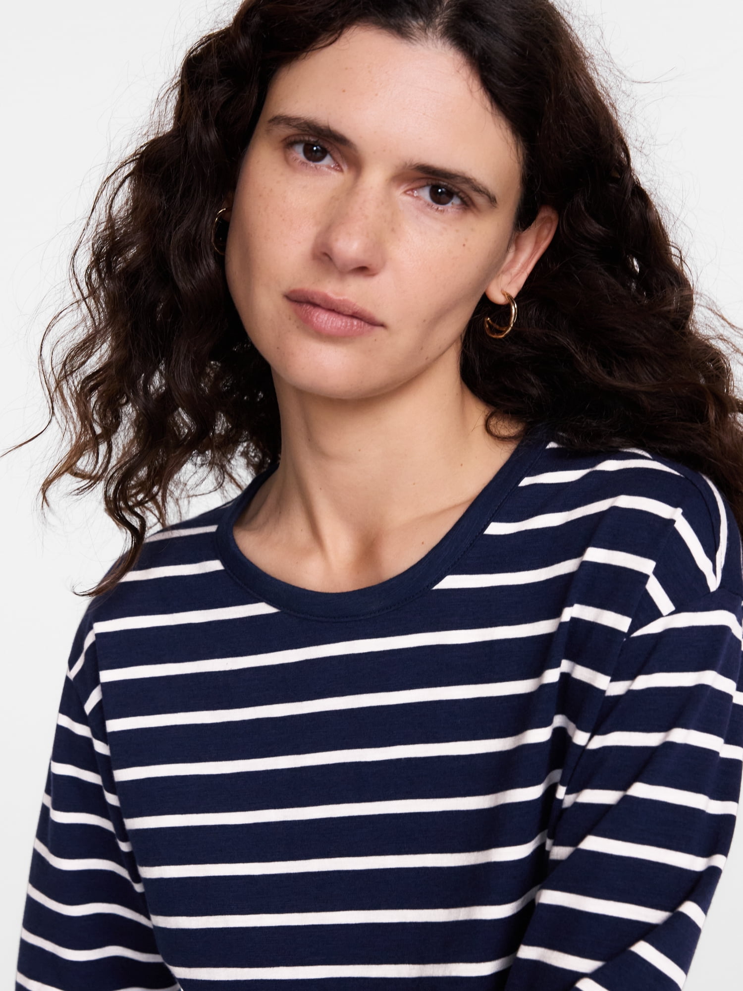 Scenario Women's and Women's Plus Relaxed Slub Tee with Long Sleeves, Sizes XS-4X
