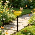 thumbnail image 5 of Metal Flower Garden Stake Bird Bath, Artificial Alloy Outdoor Yard Art Bird Feeder Bowl, Pollinator Watering Station for Butterflies, 1.96" x 3.54" x 25.78", KTFgvq, 5 of 6