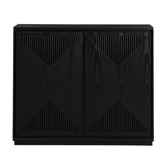 Kadyn Mid Century Modern V-shape Sideboard Buffet Cabinet with Storage, Kitchen Buffet Cabinet for Living Room, Entryway, Hallway, Black