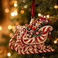 thumbnail image 3 of 3.15 in 2D Candy Cane Christmas Ornament, Vintage Red and White Hanging Pendant with Santa, Gnome, Reindeer and Sleigh Artwork for Tree and Seasonal Display, 3 of 7