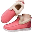 thumbnail image 3 of XIMIN Womens Winter Flat Fuzzy Lined Fluffy Snow Boots Warm Faux Fur Lining Anti-Slip Comfy Snow Boot Slip on Loafer Casual Outdoor Plush Short Booties All-Day Home Wear, 3 of 7