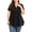 Black, variant on Women Plus Size Flutter Short Sleeve Henley Neck Top Loose Casual