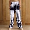 thumbnail image 2 of Annhoo Women's Plush Pajama Pants Winter Comfy Warm High Waisted Striped Fleece Trousers Soft Straight Leg Pants, 2 of 5