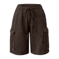 thumbnail image 5 of RUTAYY Women's Cargo Shorts Solid Color Casual Streetwear Baggy with Utility Pockets High Waist Loose Fit Denim Bottom Fashion Seaside Shorts, 5 of 6