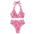 thumbnail image 2 of QUNYINEY Halter Women's Bikini Swimsuits High Waisted Floral 2 Piece Push Up Swimwear Triangle V Neck Swimsuit Sets, 2 of 7