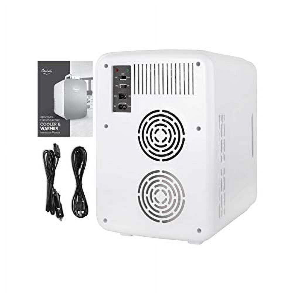 Cooluli Infinity Green Checkered Pattern 10 Liter Compact Portable Cooler Warmer Mini Fridge for Bedroom, Office, Dorm, Car - Great for Skincare & Cosmetics (110-240V/12V)