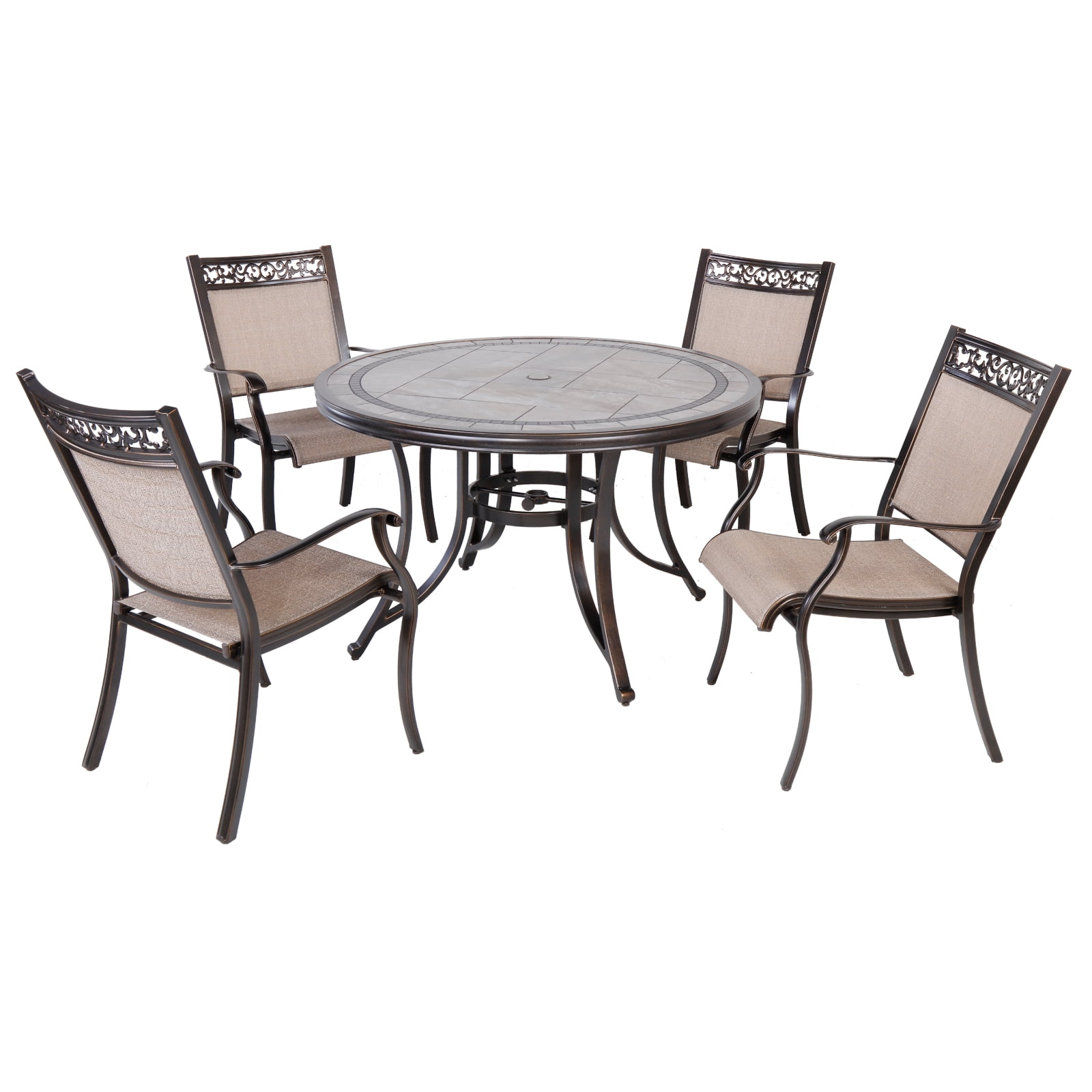5PC MOSAIC BISTRO SETS ROUND TABLE FOLDING CHAIRS OUTDOOR GARDEN DINING CAFE 