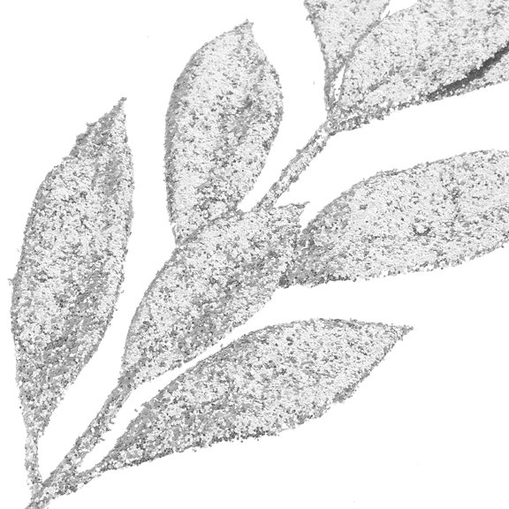 LOLIPPYY 12Pcs Plastic Silver Glitter Leaves for Festive Christmas Garland and Home Decor
